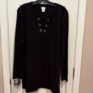 Chico's Black Long Sleeve Top with Grommet Detail
